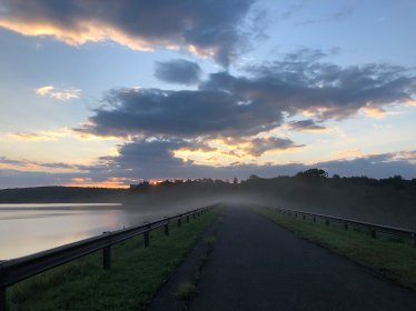 Misty road at dawn